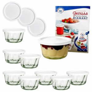 MamboCat Einmachglas 9er Set Weck Gugelhupfglas 280 ml + 9 Frischhaltedeckel mit Rezeptheft